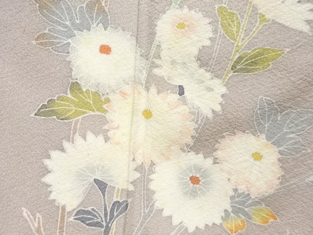  百貫達雄作　手描き友禅菊模様一ツ紋訪問着